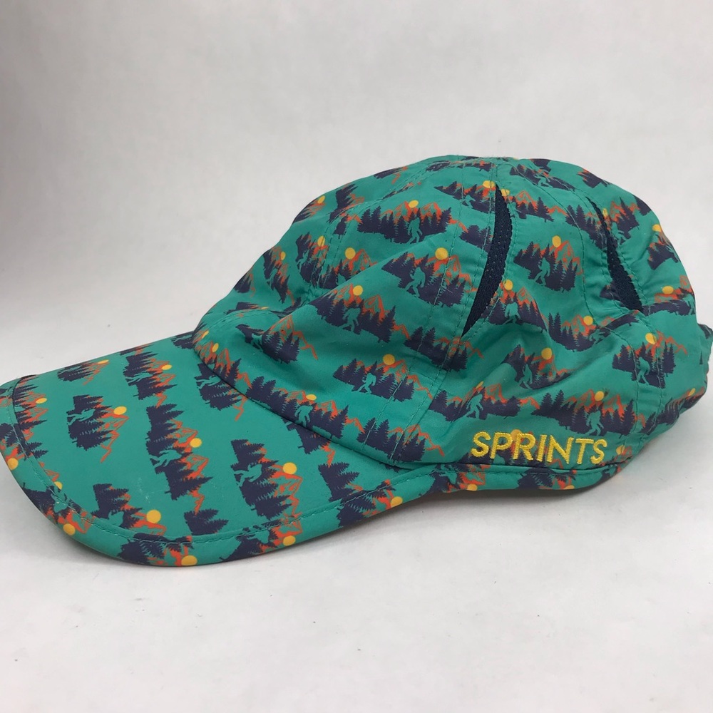 Sprints Running Hat Bigfoot Sasquatch Mountain Print Performance Trail Cap